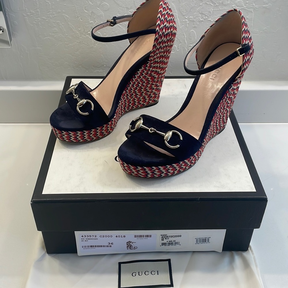 Red, White, and Blue Platforms with Suede Trim